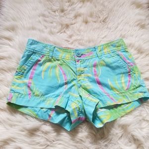 Lilly Pulitzer Turquoise and Pink Palm Shorts